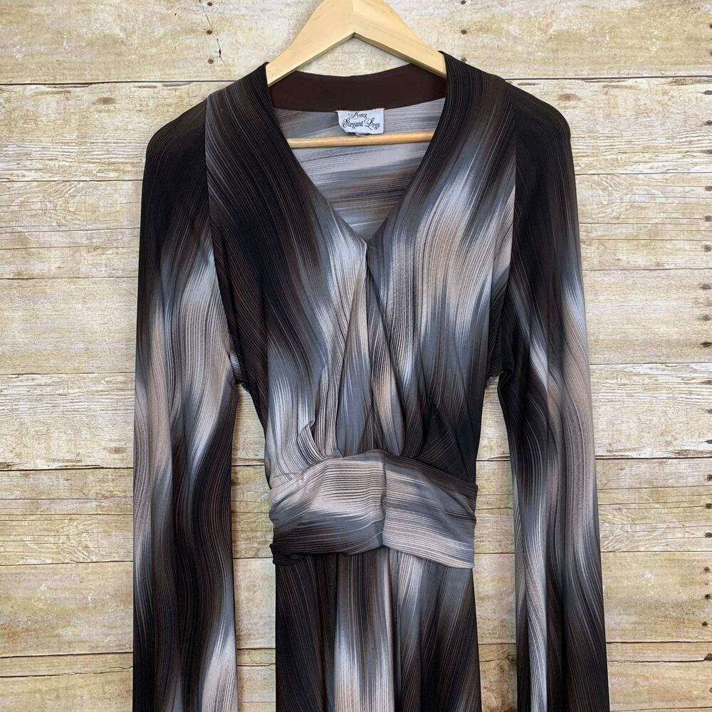 Vintage Long Elegant Legs Dress 1970's V Neck Tie Back Stunning Whimsy Goth